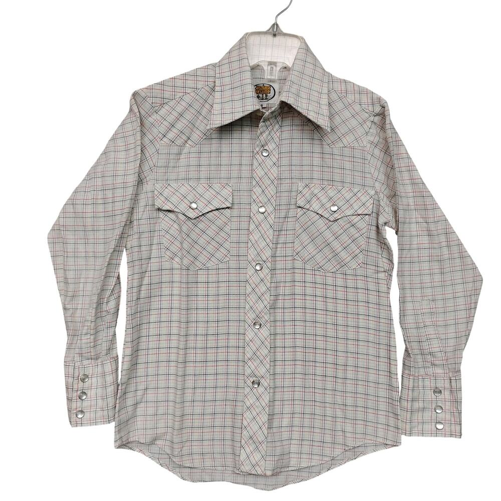 Vintage Streets of Laredo Western Shirt Size 8 White with Colorful Plaid Lines